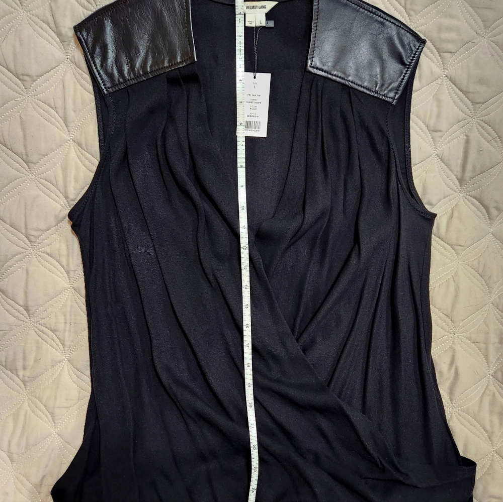 HELMUT LANG Morse Draped Leather Top NWT Sz L Retail $320 - Picture 7 of 8